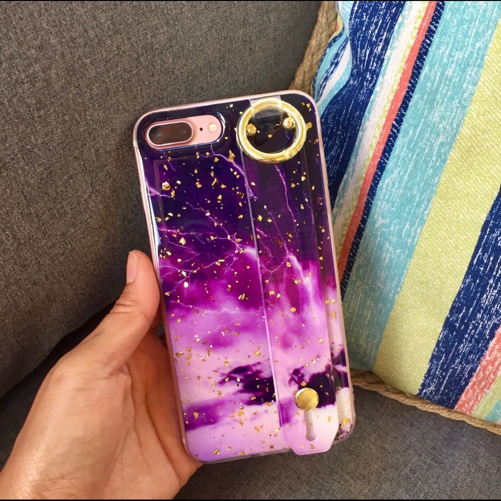 Purple iPhone 8 Plus phone case 7 plus gold flakes